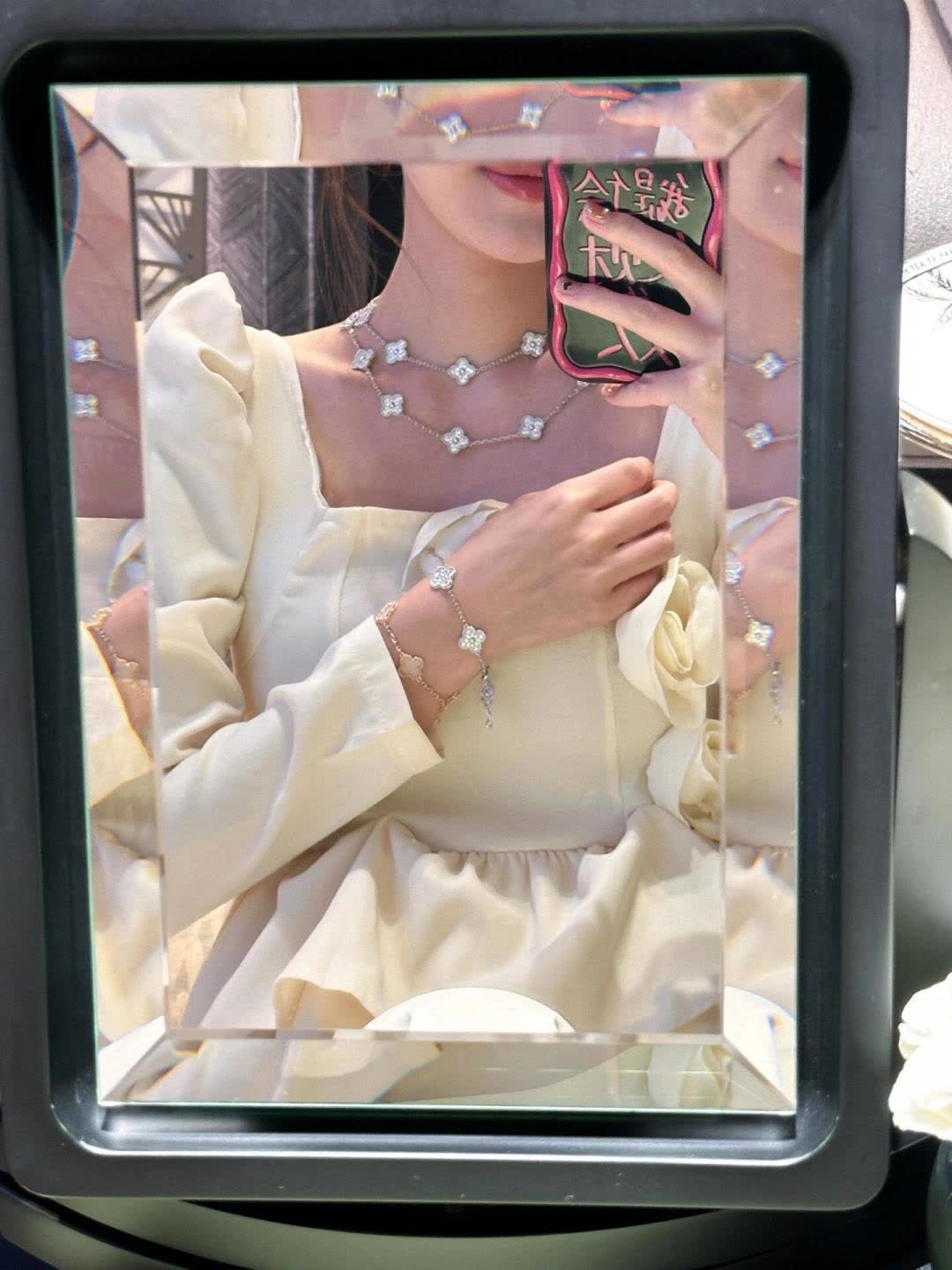 Van Cleef & Arpels Alhambra Diamond Necklace and Bracelet Set
